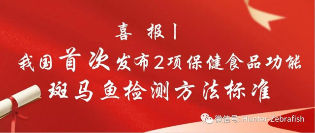 我国首次发布2项保健食品功能的斑马鱼检测方法标准